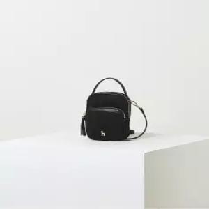 (CRYSTAL PUPPY) 블랙 나일론 더블지퍼 큐빅장식 크로스 미니백 HIWA2F430BK