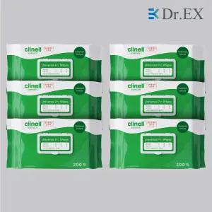 [1box] 클리넬 살균 소독 티슈 유니버셜 와입스 200매입 x 6팩 Clinell Universal Pro Wipes