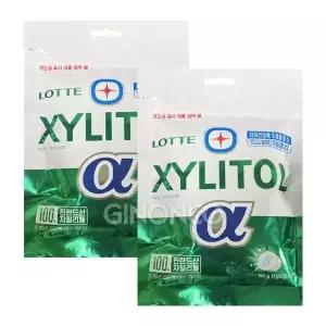 롯데 자일리톨 알파 오리지널 리필 195g x2 대용량 껌 간식 수능 금연 졸음 방지