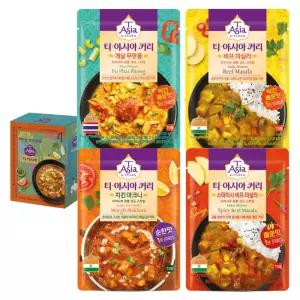 티아시아키친 치킨 마크니 + 게살 푸팟퐁 + 비프 마살라 + 스파이시 비프 마살라 커리세트 170g 4개