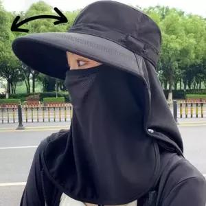 자외선차단 마스크 일체형 올커버 넓은챙 썬캡 등산 해변 밭일 농사일모자 햇빛차단