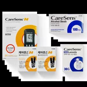 케어센스N 혈당측정기+시험지110매+채혈침110+알콜솜100매 세트 d