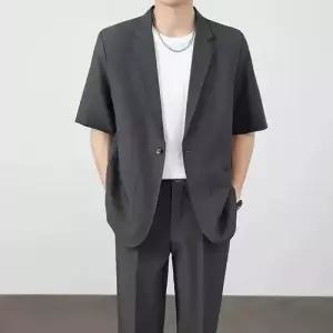 엘럽 남자 캐주얼 여름 소매 반팔 얇은 재킷 정장 중간 유행 박템2