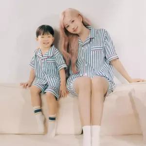도씨 [2PACK] 실크핏 토브 반팔 패밀리 잠옷 세트_성인1+키즈1