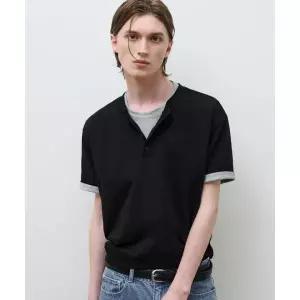 [국내정품] 드로우핏 DRAW FIT 레이어드 롤업 헨리넥 티셔츠 [BLACK] DFTS6220BK 102424
