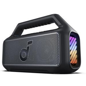 Anker의 사운드코어 붐 2 바이 아웃도어 스피커, 80W, 서브우퍼, 베이스업 2.0, 24시간 플레이타임, IPX7 방수, 플로팅, RGB 조명, USB-C, 커스텀 EQ, 블루투스 5.3, 캠핑 및 해변용 휴대용 - 블랙
