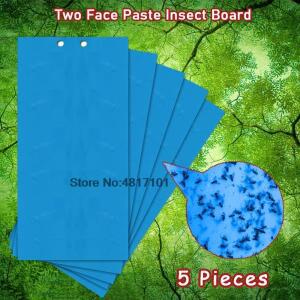 5pcs 두 얼굴 붙여 넣기 곤충 보드 양면 버그 Thripidae 스티커 접착 트랩 파란색 끈적 포수 Flycatcher