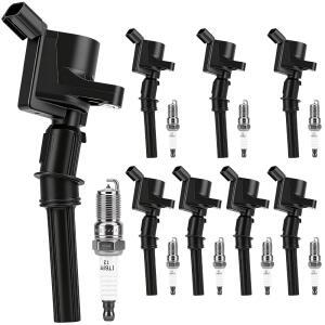 포드 97-10 F150 99-16 E350 슈퍼 듀티 익스페디션 F250 크라운 빅토리아 E250 E150 그랜드 마퀴스 타운카 4.6L 5.4L V8 #FD504 SP493 8세트용 자동 정확 점화 코일 팩 및 이리듐 스파크 플러그 키트 장착