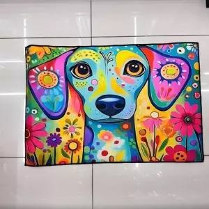 컬러풀 강아지 프린팅 90x60cm 현관 포인트 미술 거실