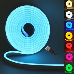 USB 네온 LED 스트립 라이트 DC 5V 2835 120LED/M 방수 유연 로프 레드 블루 화이트 핑크 그린 테이프 룸