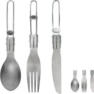 티브롬택 티타늄 캠핑 도구 세트 접이식 포크 스푼 나이프 야외 식기 초경량 Ti 하고 적인 플랫웨어