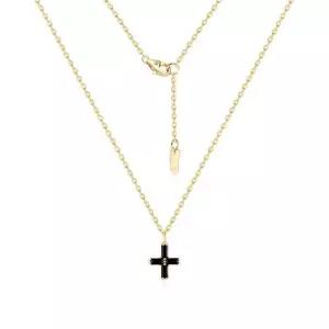 [모룬] 18K 크럭스 바게트 블랙 큐빅 십자가 체인 목걸이 MON42229