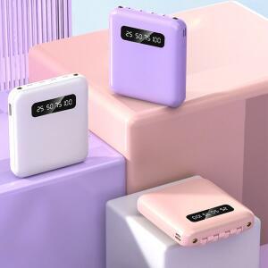 20000mAh 4-in-1 전원 은행 iPhone Samsung용 4개의 케이블 모바일 외부 휴대용 배터리 충전기로 고속 충전