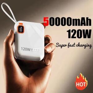100000mAh 120W 휴대용 전원 은행 대용량 케이블 Xiaomi IPhone Samsung 용 양방향 고속 충전 미니 보조베