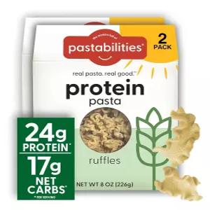 Pastability 단백질 파스타 러플스 24g 및 저탄수화물 7g 순탄수화물 고단백 맛과 식감 비GMO 식물성 케토