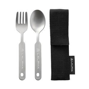 LALPA 초경량 티타늄 식기 세트 - 츠바메산조에서 제작 백팩용 보관 케이스가 있는 스푼과 포크 포함 M79