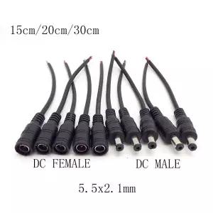 DC 암수 잭 플러그 전원 공급 커넥터 피그테일 케이블 스트립 CCTV용 어댑터 플러그 15 cm 30cm 2 핀 와이