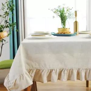 테이블 덮개 베이지 140x140cm 빈티지 사각 받침대 면 장식 면 꾸미기 빈티지 깔개 야외