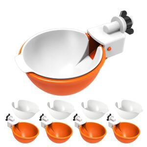 인서트가 있는 대형 자동 닭 급수기 거위, 오리, 키트 및 칠면조 토끼에 DIY 컵, 가금류 병아리, 적합한 급수기, (5팩-오렌지)
