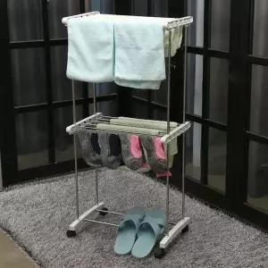이동식 2단 빨래건조대 스텐 양말 건조대 미니 바퀴 상세설명참조