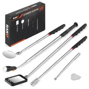 남성용 RAK 마그네틱 픽업 도구 세트 선물 360 회전 검사 거울이 있는 5PCS 망원경 자석 도구 유연한 LED 손전등 정비 남성 아빠 남편을 위한 멋진 가젯