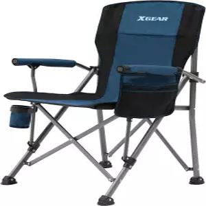 XGEAR 캠핑 의자 하드 암 하이 백 잔디 컵 홀더 포함 낚시 하이킹 야외 휴대용 가방