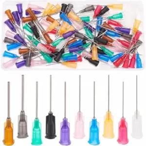 BENECREAT 100PCS 1인치 10가지 다른 게이지 블런트 팁 병 바늘 디스펜싱 산업용 액체 디스펜서 색상