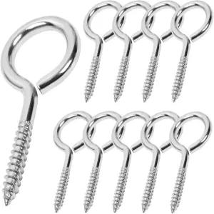 ACCZIO 10PCS 2인치 스크류 즈 M3 304 스테인리스 스틸 헤비 듀티 훅 볼트 실내 및 실외용 10 M3-2인치