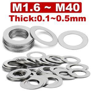 Din988 304 스테인레스 스틸 초박형 플랫 와셔 0.1 고정밀 조정 가스켓 M2M40 10Pcs