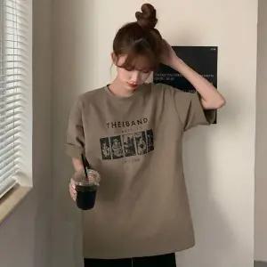 반팔티 여성 크롭티 라운드넥 빈티지 밴드 티셔츠 반소매