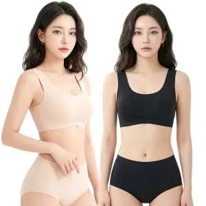 고아라 여성 무봉제 브라 팬티 세트 쿨 래쉬가드 이너 스포츠 심리스 누디 수영복 스킨 블랙 주니어 B5491S