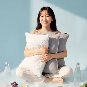 조은자리 국산 듀라론 냉감 경추 낮은 시원한 여름 쿨링 양면 낮잠베개