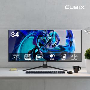 큐빅스 울트라와이드 커브드 WQHD 34인치 모니터 IPS 100Hz 게이밍 컴퓨터모니터 CX340WQ