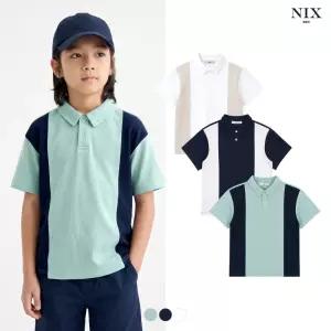 [NIXKIDS]유니) 컬러블록 카라 티셔츠(FKQMCTC751P)