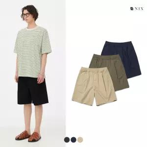 [NIX]유니) 린넨라이크 풀밴딩 원턱 와이드 5부 쇼츠 (3COLOR) (LNSMCNH757M)