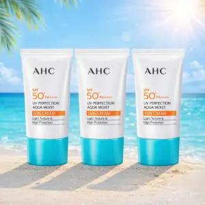 AHC 아쿠아 모이스트 산뜻한 보습 수분 선크림 50ml 3개 (SPF50+PA++++)