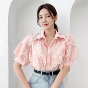 금찌 엘핀 레이스 블라우스 ST8378B