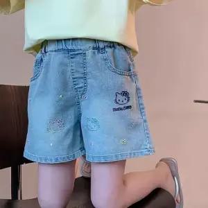 헬로키티 자수 아동 루즈핏 청바지 여아 여름옷 데님 반바지+준펑이커머스 머리끈