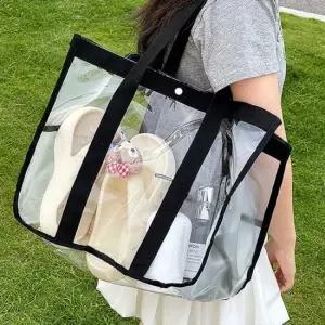 블랙 투명 PVC 숄더백 목욕 물놀이 수영 방수가방 젤리 여행 워터파크 휴양지 비치백