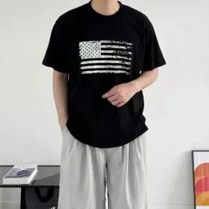 성조기 크랙 나염 반팔티 2컬러