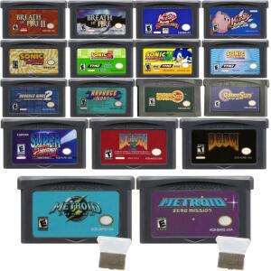 클래식 GBA 게임 카트리지 커비 워즈 골든 선 스트리트 파이터 듀움 메트로이드 어드밴스 SP 레트로 복고풍
