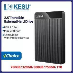 KESU 외장 하드 드라이브 휴대용 고속 저장 장치 파일 백업 및 데이터 USB 3.0 250GB 1TB