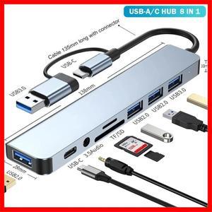 8포트 USB C 허브 확장 멀티포트 어댑터 타입 스플리터 도크 화웨이 폰 태블릿용 고속 데이터 전송 충전