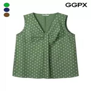 GGPX 도트 패턴 셔링 슬리브리스 블라우스 GQ6SH049F)
