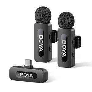 폰 17/16/15 및 안드로이드/노트북용 BOYA BY-V20 무선 마이크 USB-C 포트 328피트 범위 9시간 배터리 수명 라펠 마이크 비디오 녹화용 노이즈 감소 미니 클립 포함