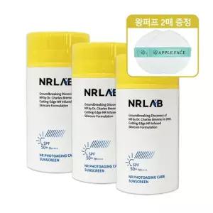 엔알랩 선크림 홈쇼핑 무기자차 NR 포토에이징 80ml 3개+왕퍼프 2매