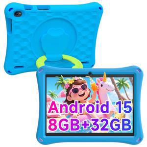 안드로이드 15 태블릿 케이스 포함 10인치 태블릿 8GB RAM 32GB ROM 1TB 확장 6000MAH 롱 배터리 HD IPS 화면 듀얼 카메라 자녀 보호 교육용 블루