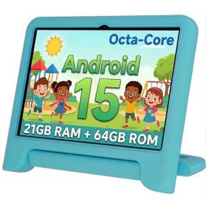 WXUNJA ANDROID 15 태블릿 2025년 옥타코어 프로세서 6000MAH 배터리 스페이스 자녀 보호 사전 로드된 앱 2.4 / 5GHZ 듀얼 WIFI 케이스 포함 그린으로 업그레이드됨