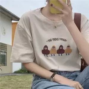 [셀러에이드]반팔티 크롭티 여성티셔츠 캐릭터 나시티 데일리 반팔 프린팅