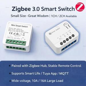 Zigbee 미니 스위치 모듈 1CH/2CH 옵션 10A/16A Tuya Smart Life Z2M Alexa Google 홈용 스마트 릴레이 자